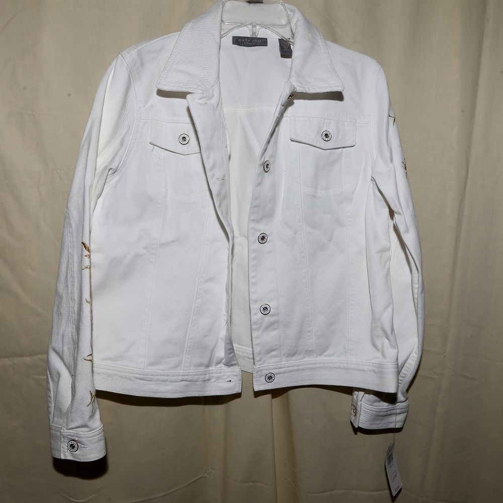 Kate Hill White Denim w/Gold Embroidery Jacket